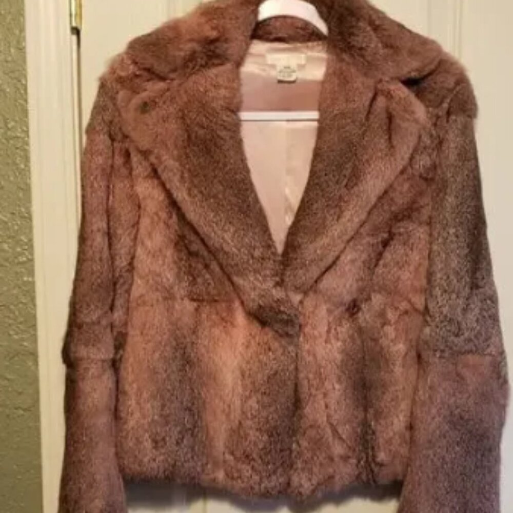 Y.a.r.n.s. vintage real fur cropped jacket coat women's size medium